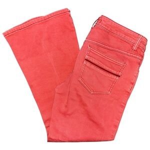 Free People Women’s Size 26 Red Cowgirl Cropped Flare Jeans
